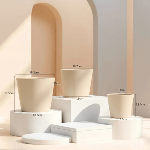 Set of 3 Cream Ceramic Indoor Planters - Greensouq - 