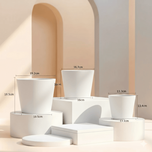 Set of 3 White Ceramic Indoor Planters - Greensouq - 