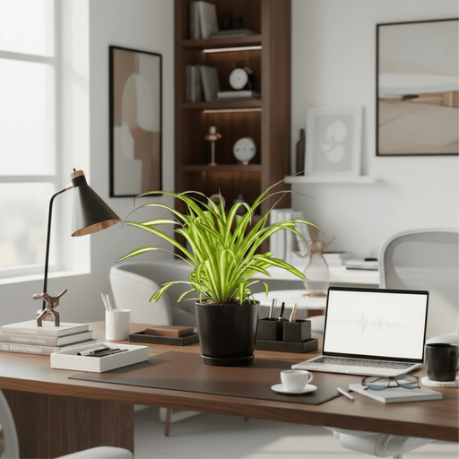 Spider Plant or Air Plant (Chlorophytum Comosum 'Variegatum') in Ceramic Pot - Greensouq - 