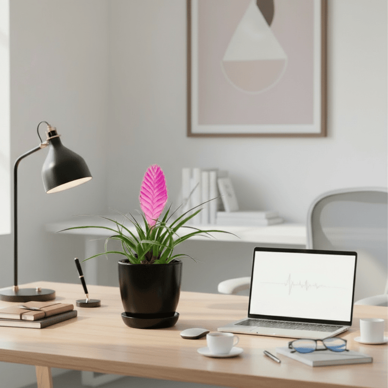 Tillandsia Cyanea Pink Quill "Healthy Indoor Plant" in Ceramic Pot - Greensouq - 