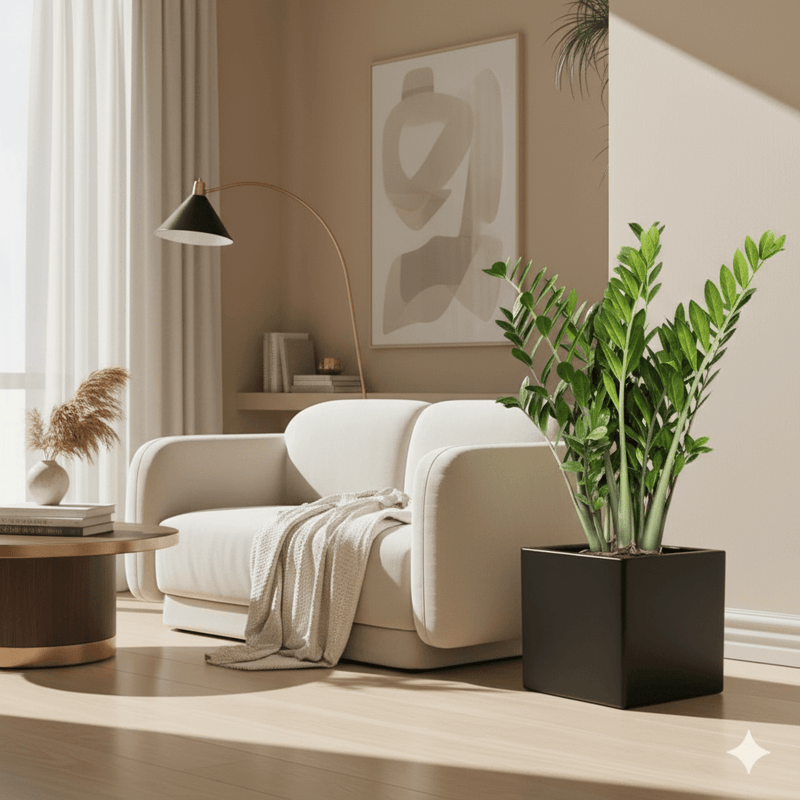 Zamioculcas Zamiifolia, Zanzibar Gem or ZZ Plant in Grp Square Pot 30x30 - Greensouq - 