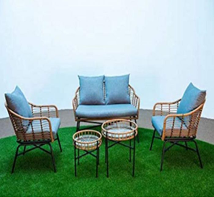 4 Seater Rattan Garden Sofa Set with 2 table