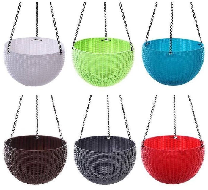 Hanging Modern Plastic Pot Green Souq