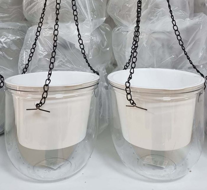 Hanging transparent plastic pot Green Souq